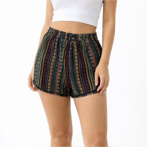 Forever 21 Pants - Tribal Knit Shorts M – Boho Festival Aztec Colorful Blue Black Pink Yellow White
